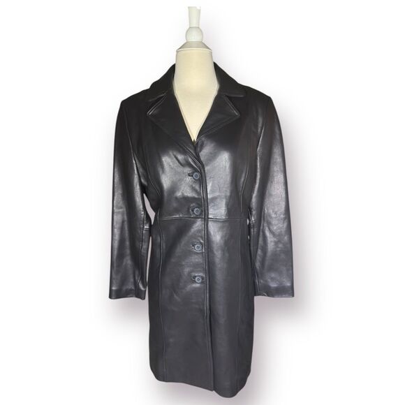 Jones New York Vintage Petite Large Black Leather Jacket High Quality‎ Leather - Picture 1 of 11
